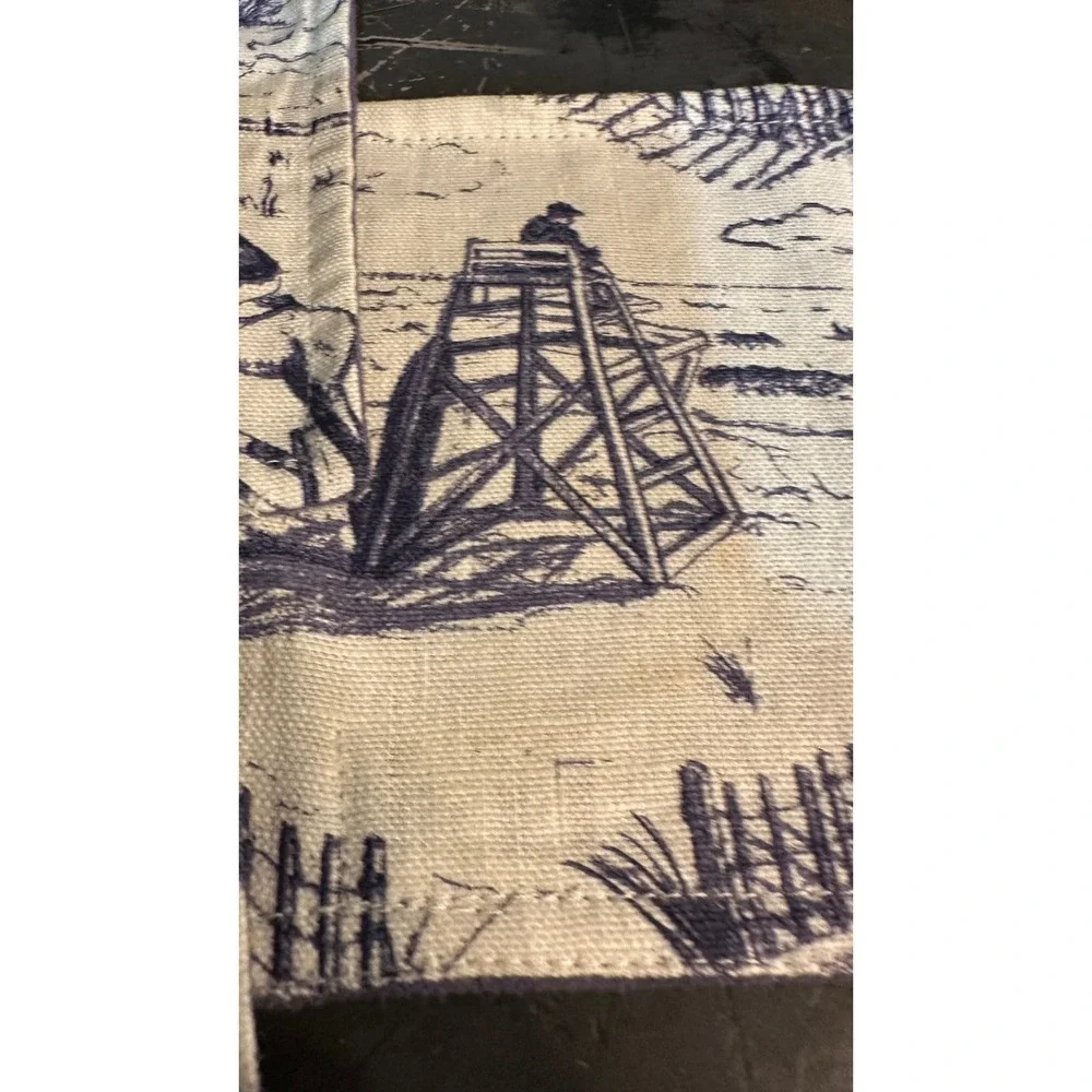 Sonia O'Mara NYC Fabric Toile Coasters Set of‎ 4 Blue White Lighthouse Horse
